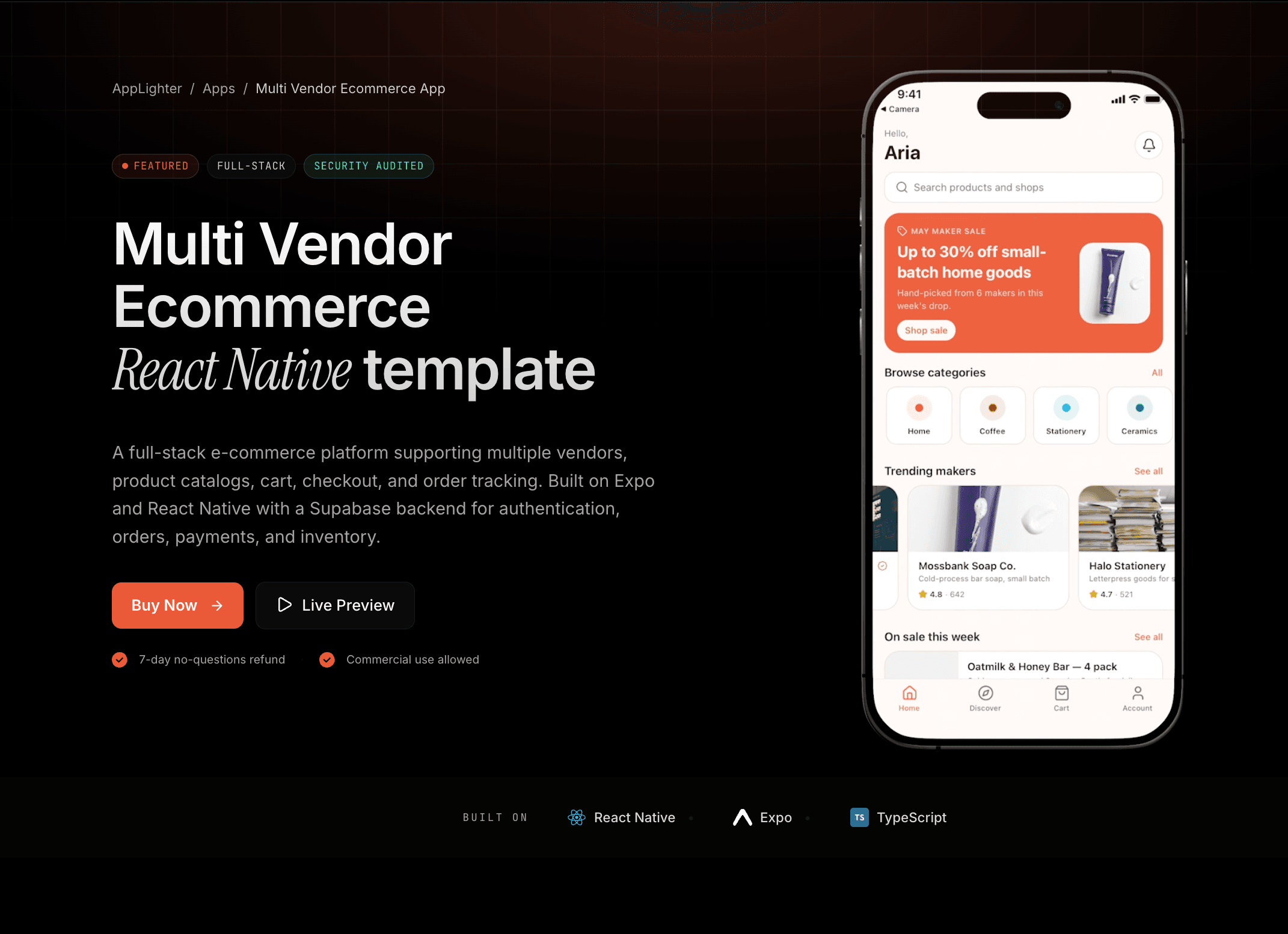 Multi Vendor Ecommerce App — React Native app template preview